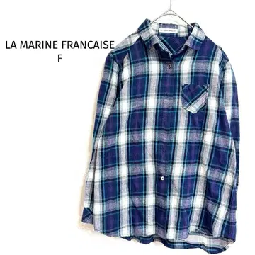 라 마린 프랑세즈 체크 무늬 긴팔 셔츠 코튼 100% 내추럴