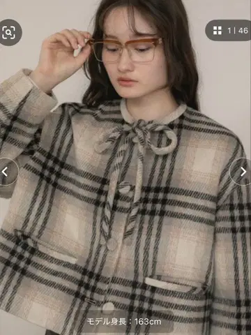 HEILIS 리본 타이 숏코트 체크 무늬 한국