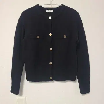 [ PLST ] 블랙 가디건 골드 버튼 울 100%