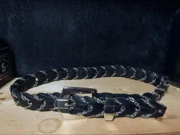 y2k 락 펑크 그런지 가죽 실버 체인 벨트