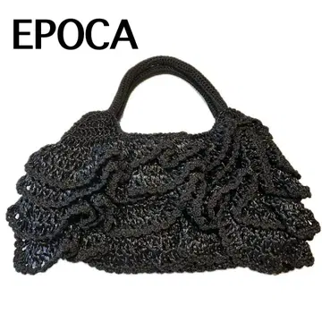 [ 새상품급 ] EPOCA 블랙 핸드백 프릴 디자인 짜임 백 블랙