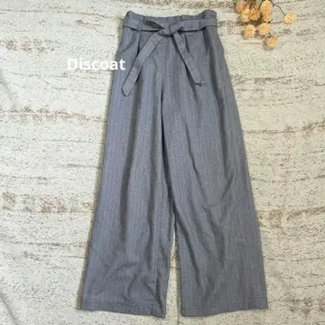 Discoat 허리 리본 와이드 팬츠 그레이 [ M ]