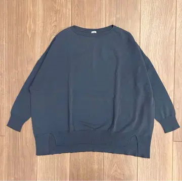 IENA 코튼 스트레치 NEO 와이드 긴팔 풀오버 블루 그레이