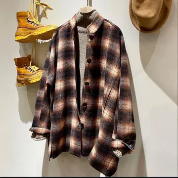 멜라주 melange 오리지널 체크 하프 코트