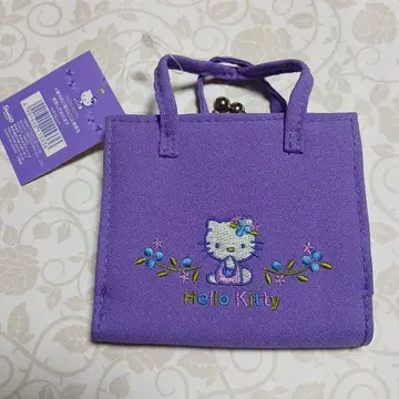 헬로키티 가마구치 토트 지갑 퍼플