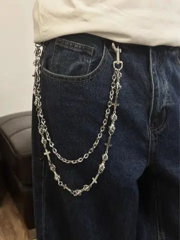 실버 크로스 모티브 지갑 체인