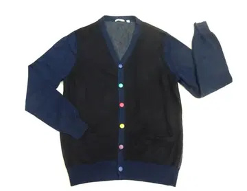 유니클로 캐시미어 100% V넥 컬러풀 버튼 긴팔 가디건 XL