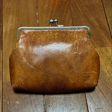 가마구치 웨스트 파우치 숄더백 소가죽 천연 가죽 카멜 색상