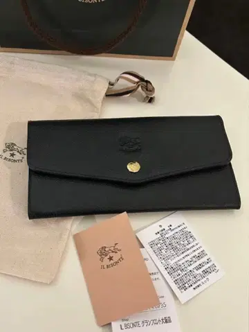 [ 미사용 새상품 ] IL BISONTE 블랙 가죽 장지갑 남녀 공용