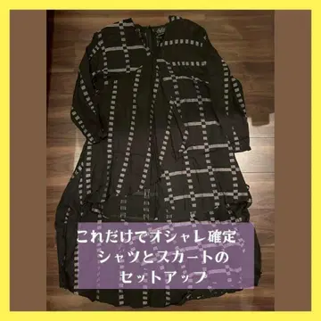 블랙과 화이트 체크 무늬 셋업