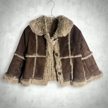 00s 모리걸 크롭 기장 페이크 무스탕 퍼 자켓