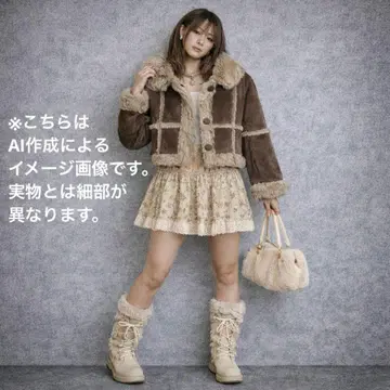 00s 모리걸 크롭 기장 페이크 무스탕 퍼 자켓