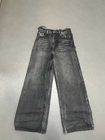 asapmode 크리스드 워시드 와이드 데님 팬츠