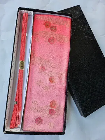 핑크 꽃무늬 오비 장식 천 허리띠 세트