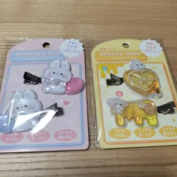 봉봉 드롭 앞머리 클립 토끼 하트 꿀