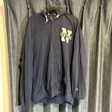 챔피온 지퍼 후드티 네이비