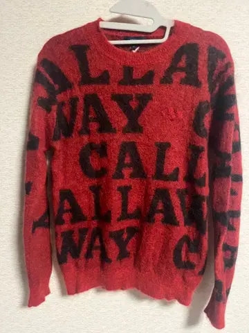 캘러웨이 로고 스웨터 LL 빨간색 모헤어 혼방 긴팔 스웨터