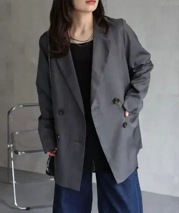 ap retro 더블 테일러드 자켓 차콜