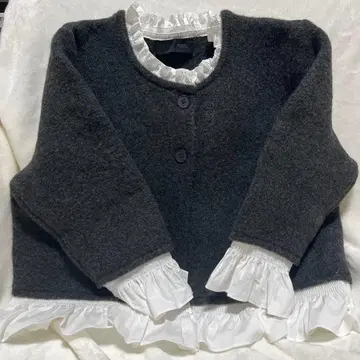 ZARA 포플린 콤비 니트 자켓 다크 그레이