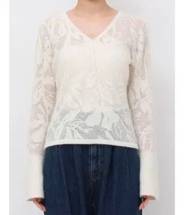 러그넘 문 헤어리 자카드 니트 풀오버