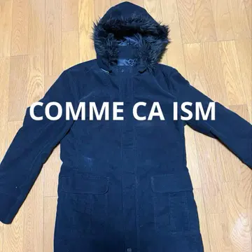 COMME CA ISM 블랙 코듀로이 코트 자켓 남성용 사이즈 L