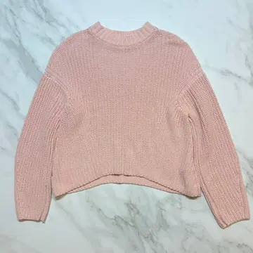 새상품급 니트 데미룩스 빔즈 코튼 골지 편직 핑크