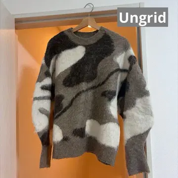 Ungrid 카모플라쥬 패턴 니트 스웨터 샤기 자카드 니트 모카