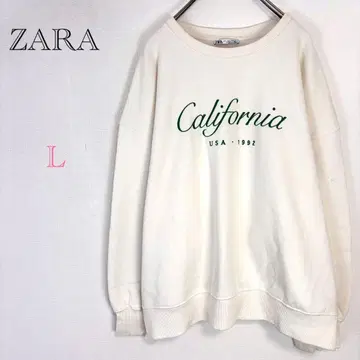 자라 [ L ] 영문 프린트 트레이닝복 풀오버 쿨넥 면 혼방 속기모