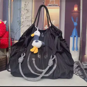 에코백 블랙 스마일리 페이스 블랙 토트백 스마일 패턴 새상품