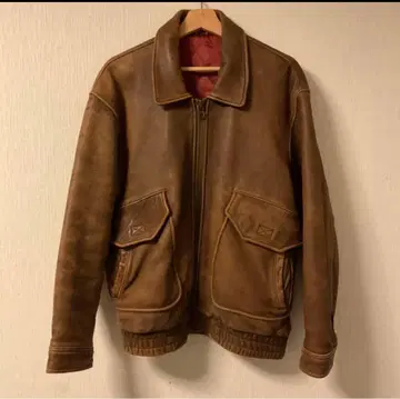 90s 가죽 자켓 램 가죽 짧은 기장 브라운 빈티지