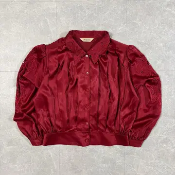 쇼와 레트로 블라우스 자수 꽃무늬 숏 기장 긴팔 고급 깔끔함