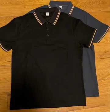 피케 셔츠 2장 세트 블랙 파랑