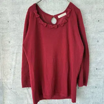 페루 탑 리본 버건디 프릴 넥 걸리시