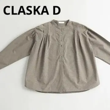 D 클래스카 코튼 턱 체크 셔츠 브라운 카멜