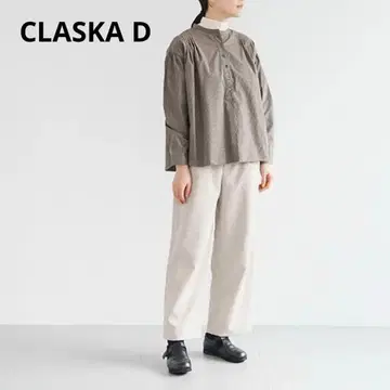 D 클래스카 코튼 턱 체크 셔츠 브라운 카멜