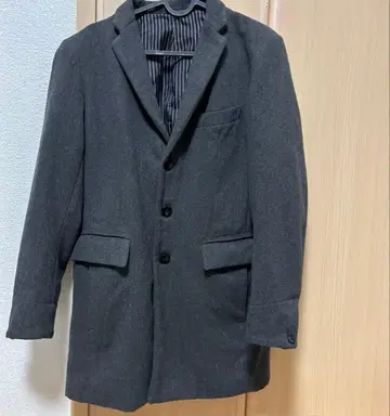 그레이 체스터 코트 울 혼방