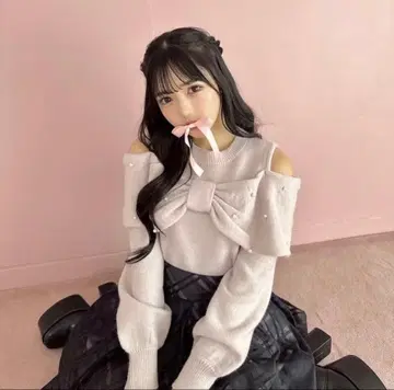 evelyn 리본 오피셜 니트 핑크