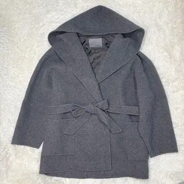 uncrave 리버 후디드 숏 코트 그레이 M 울