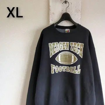 구제 의류 프룻 오브 더 룸 두꺼운 원단 맨투맨 블랙 코튼 칼리지 로고