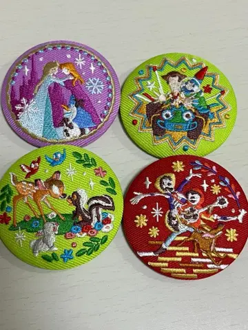 디즈니 자수 캔뱃지 4종 세트