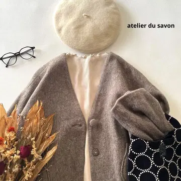 b1898* 아틀리에 드 사봉 코튼 울 V넥 숏코트