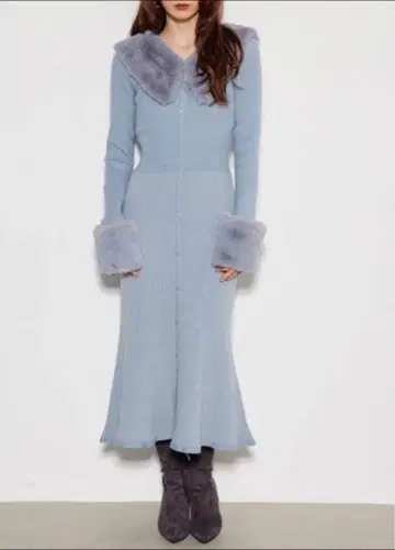 rienda 멀티 WAY 페이크 퍼 니트 원피스