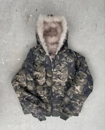 elev 퍼 자켓 카모플라쥬