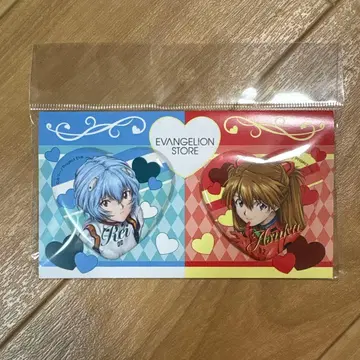 신세기 에반게리온 14주년 기념 페어 하트형 캔뱃지 아스카 아야나미 레이