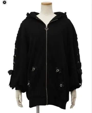 [ LIZLISA ] 토끼 귀 레이스업 슬리브 후드티