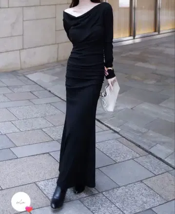 메종 셀론 셔링 드레이프 드레스