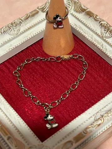 [레어] [레어] [쇼와 레트로] 미키마우스 팔찌 & 반지 반지