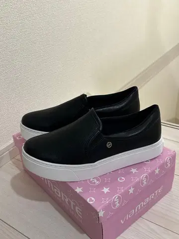 [새상품] 블랙 슬립온 스니커즈 25.5cm | 통굽 3.5cm