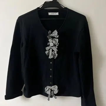 KANeko ISAO 블랙 리본 긴팔 상의