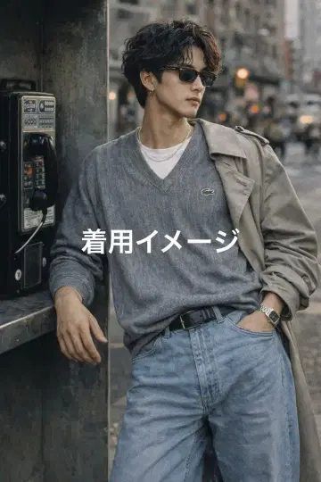 80s-90s 빈티지 라코스테 V넥 니트 USA제 올드 그레이